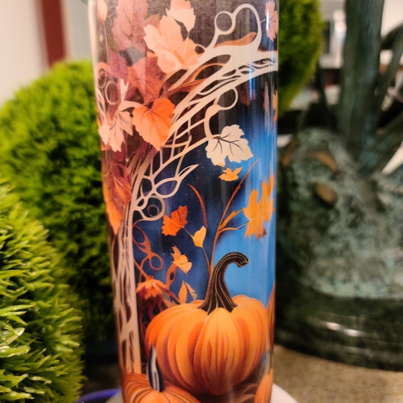 Pumpkin Archway 20oz Skinny Stainless Steel Tumbler - Fall Theme w/ Lid - Picture 5 of 9